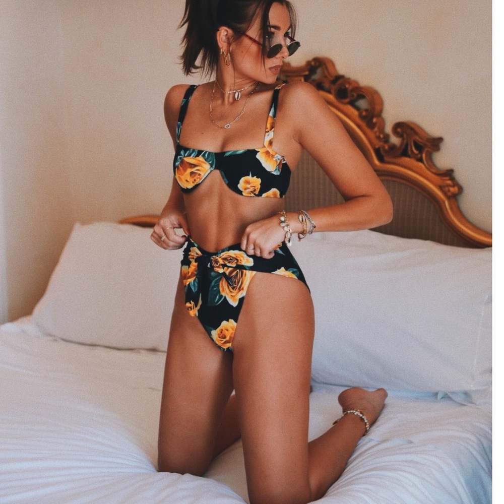 Onia Sorrento Black Rose bikini top WeWoreWhat